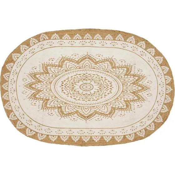 Jutetæppe Blomstret 152x245 cm – Natur/Brun