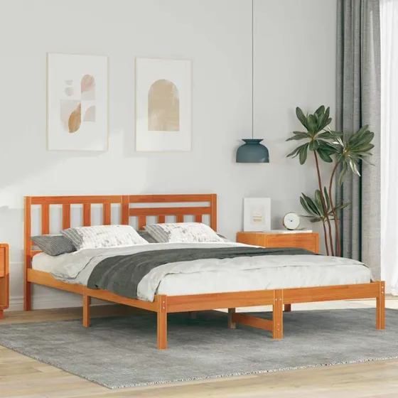 Sengestel i massivt fyrretræ 120x190 cm – gyldenbrun