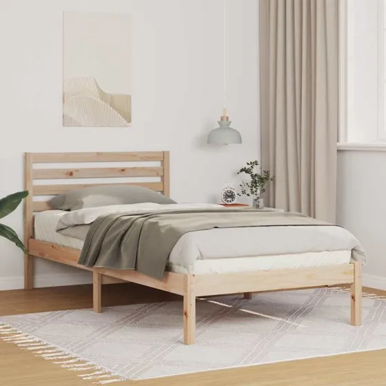 Sengestel i massivt fyrretræ med hovedgærde 80x200 cm