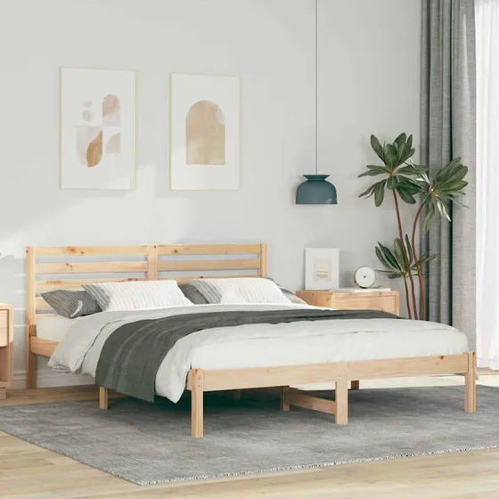 Sengestel i massivt fyrretræ med hovedgærde 140x200 cm