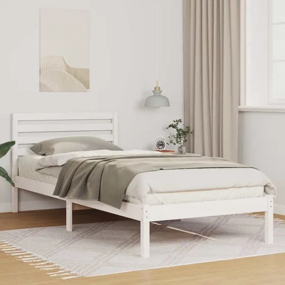Sengestel med hovedgærde 80x210 cm – Hvid massiv fyr