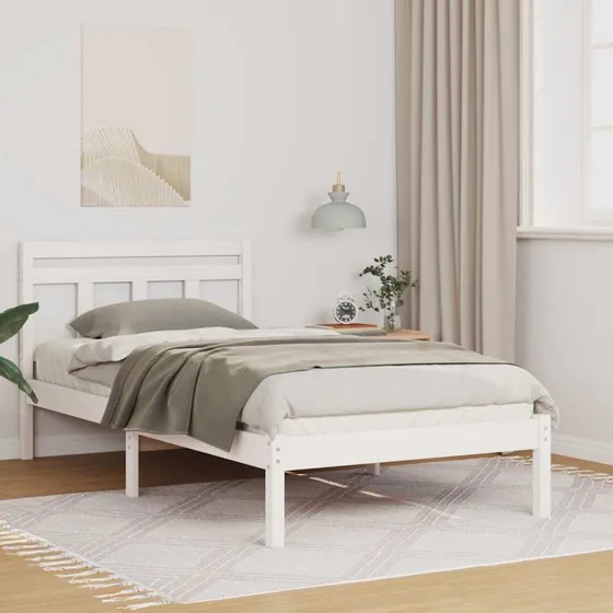 Sengestel i hvidt massivt fyrretræ 75x190 cm