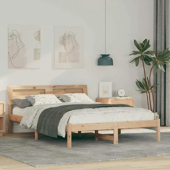 Sengestel i massivt fyrretræ 135x190 cm – Brun
