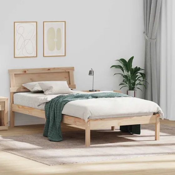 Sengestel i massivt fyrretræ 100x200 cm – Brun med hovedgærde