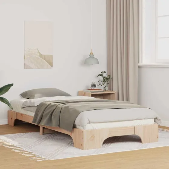 Gulvseng i massivt fyrretræ 90x210 cm - Brun