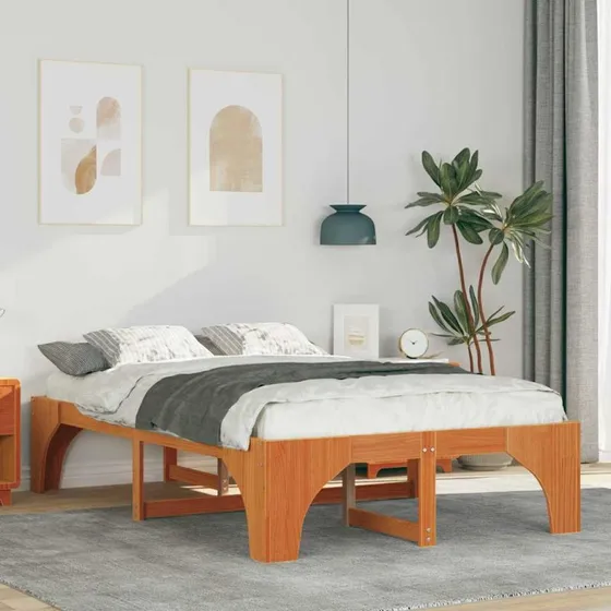 Sengestel i massivt fyrretræ 120x200 cm – brun
