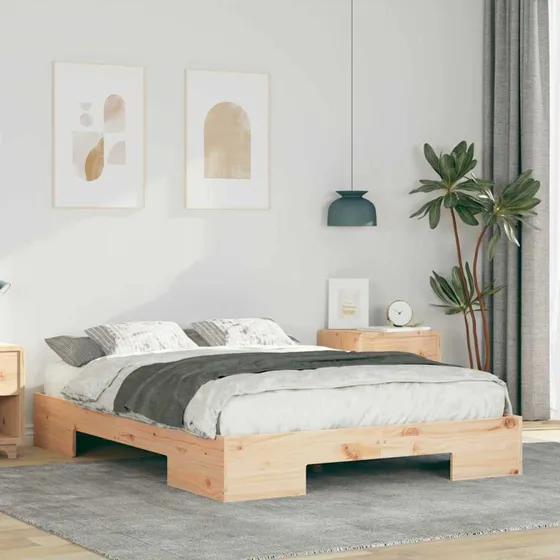 Sengeramme i massivt fyrretræ 120x190 cm – Brun