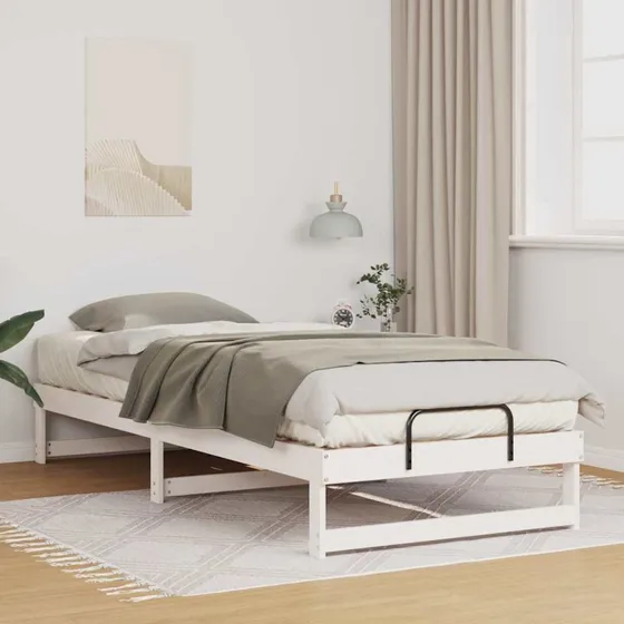 Sengestel i massivt fyrretræ, hvid 100x220 cm