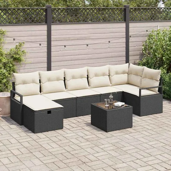Havesofa sæt i polyrattan med puder og opbevaring