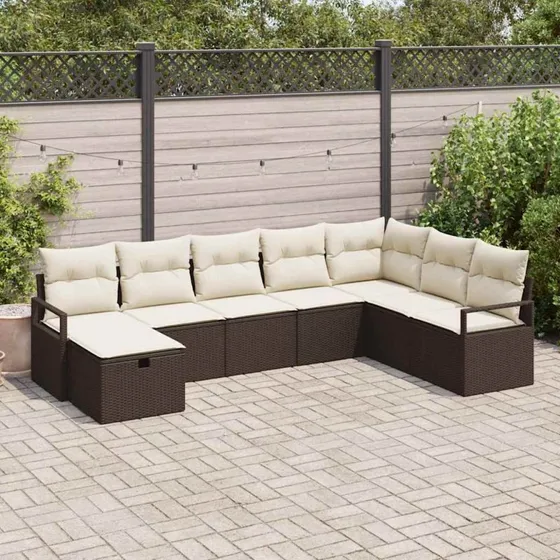 Havesofa sæt i polyrattan 5 dele – brun