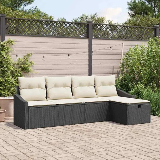 Havesofa sæt i polyrattan med puder, 5-6 dele