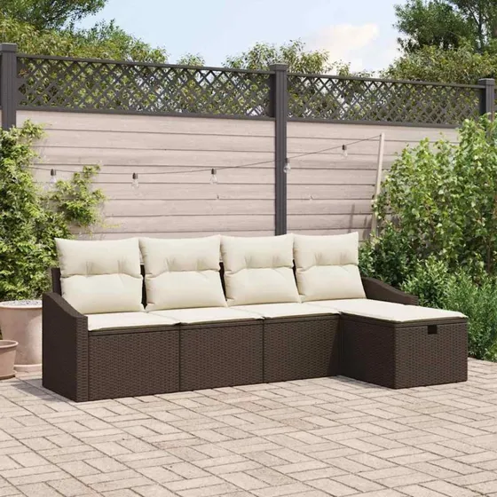 Havesofa sæt 5 dele i polyrattan - Brun 233x117x85 cm