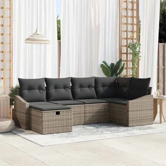 Havesofa sæt i polyrattan 6–7 dele med hynder