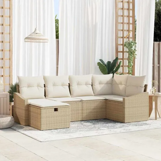 Havesofa sæt 6-7 dele polyrattan med puder