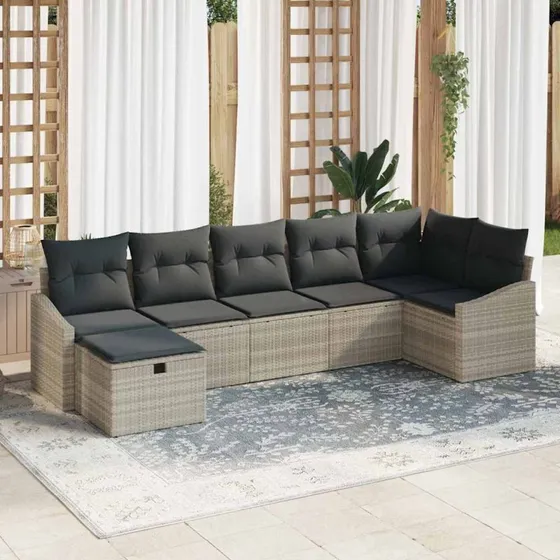 Modulært havesofa sæt i polyrattan 7-8 dele med hynder