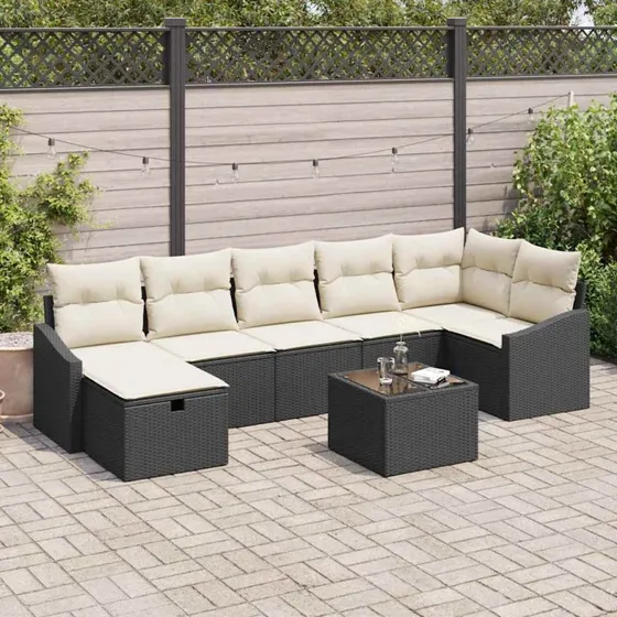 Havesofa sæt i polyrattan 7-8 dele med hynder