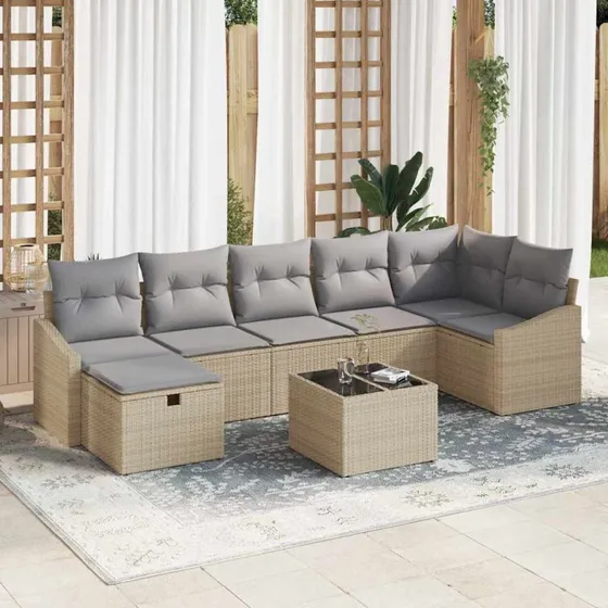 Modulært havesofa sæt i polyrattan med puder