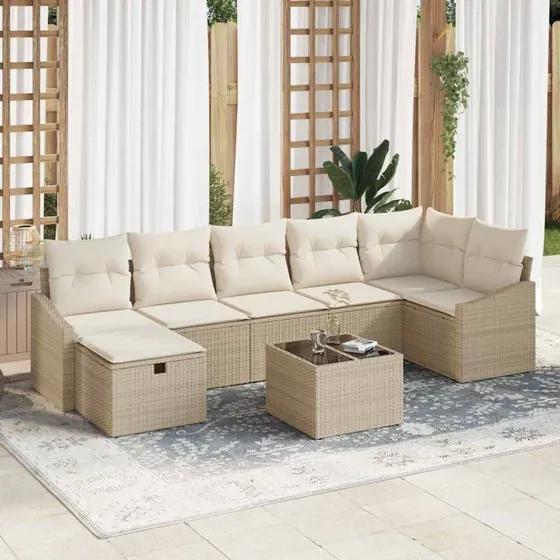 Modulært havesofa sæt i polyrattan med hynder (7-8 dele)