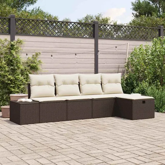 Havesofa sæt i polyrattan med hynder (5-6 dele)