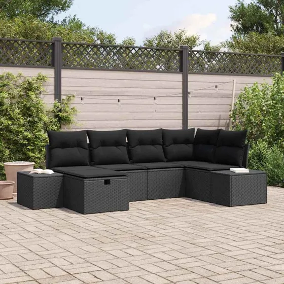 Modulært 6-delers havesofa sæt i polyrattan med puder