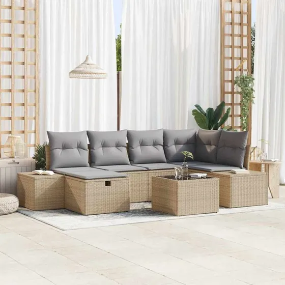 Modulært havesofa sæt i polyrattan med puder
