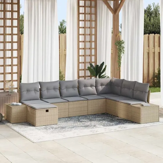 Modulært havesofa sæt 8 dele i beige polyrattan