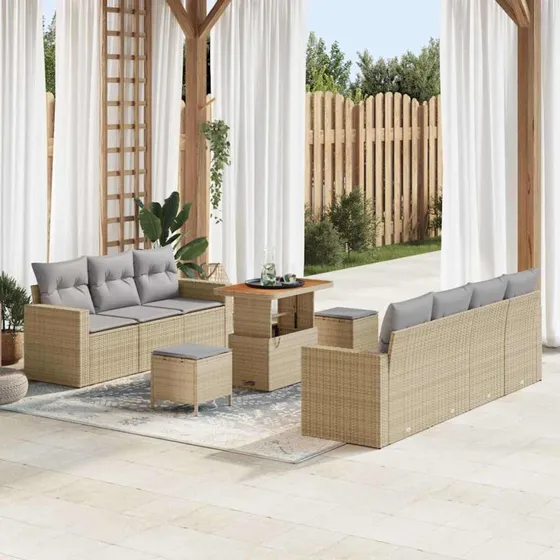 Modulært Havesofa Sæt 10 dele – Beige polyrattan