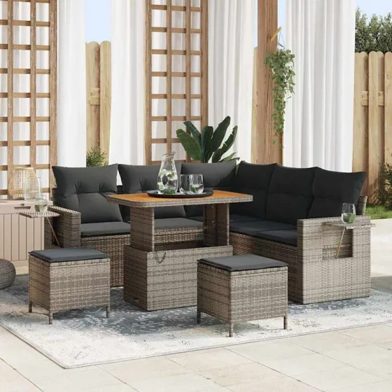 Modulært havesofa sæt 8 dele i grå polyrattan