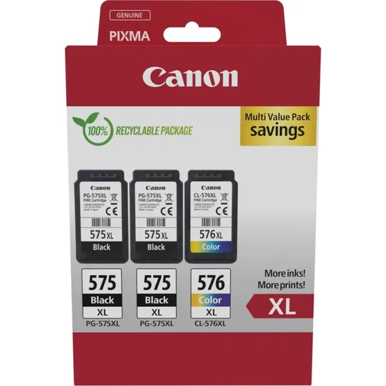 Canon PG-575XLx2/CL-576XL Multi-Pack Sort & Farve (3 Pakker)