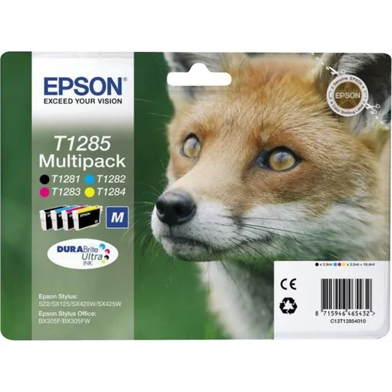 Epson T1285 Multipack Sort, Gul, Cyan, Magenta