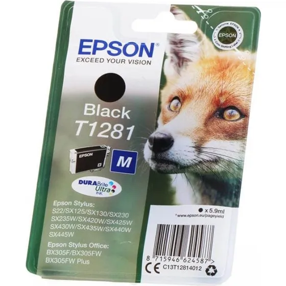 Epson T1281 Sort Blkpatron 5,9 ml (Original)
