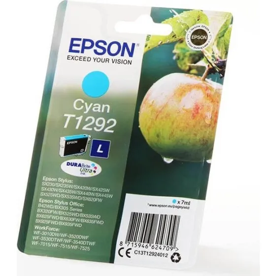 Epson T1292 Cyan Blækpatron, 7 ml, Original
