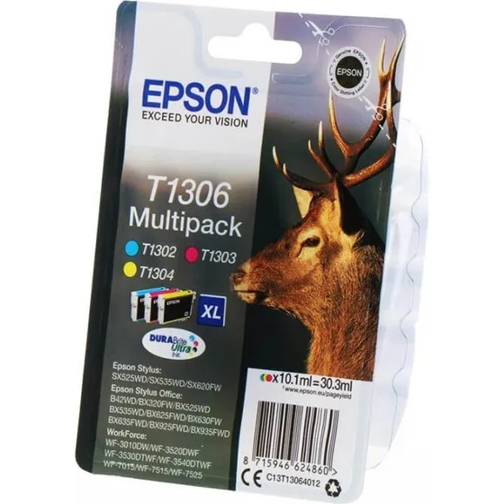 Epson T1306 Cyan Magenta Gul Stag Blækpatroner (3x10,1 ml)