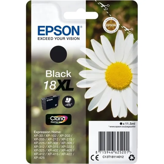 Epson Daisy 18XL Sort Blækpatron C13T18114012