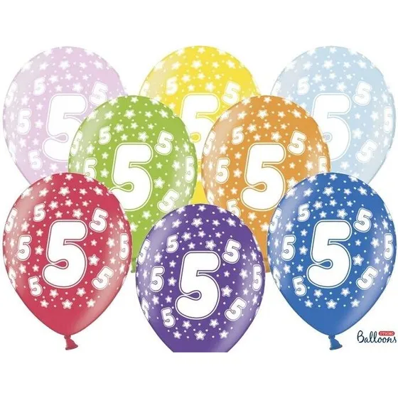 PartyTime Metallic fødselsdagsballoner 6 stk Ø30 cm