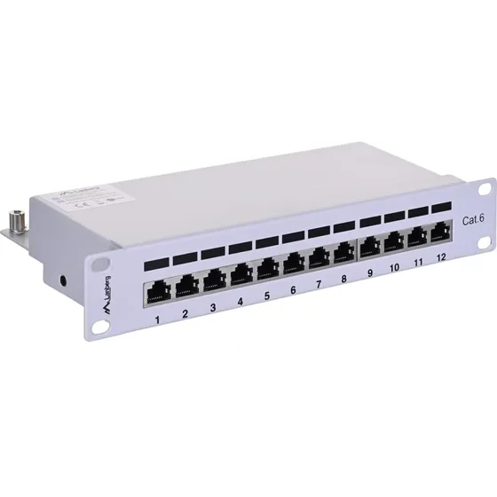 Lanberg PPF6-9012-S Cat.6 12-port Patchpanel, metal, grå