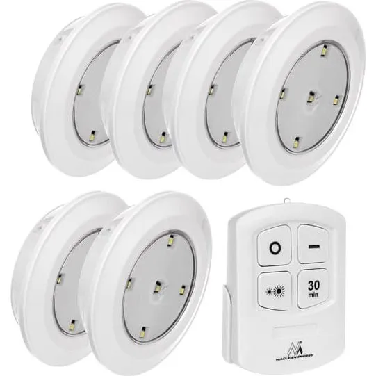 Maclean MCE165 LED-fjernbetjent lampesæt, 6 stk., hvid, AAA-batterier
