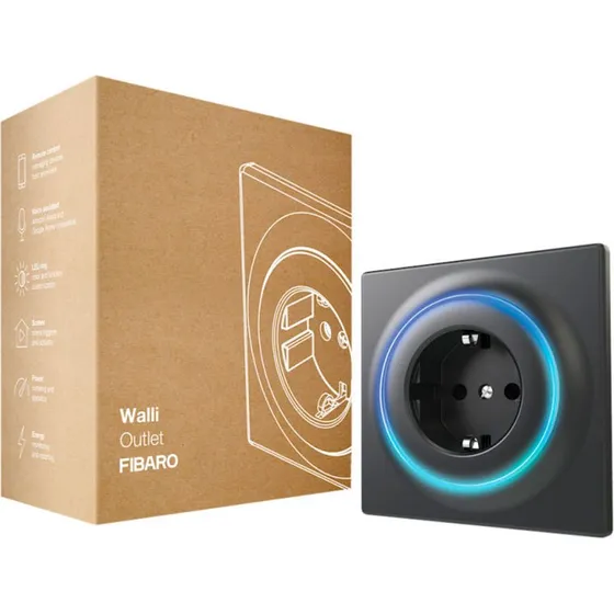 Fibaro Walli Z-Wave Stikkontakt Type F (FGWOF-011-8) Sort
