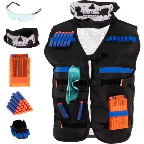Taktisk Vest med Velcro og Tilbehør til Nerf – Universal Størrelse