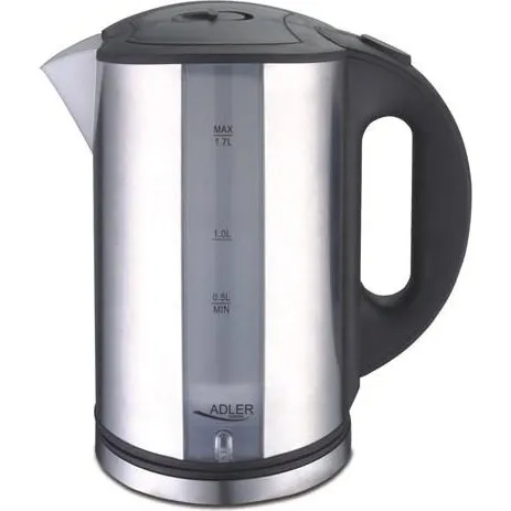 Adler AD 1216 Elkedel 1,7 l, sort/sølv, 2.200 W