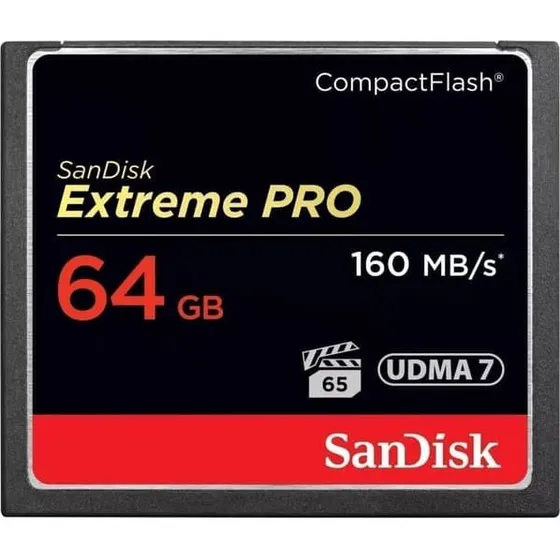 SanDisk Extreme Pro 64GB CF 160MB/s Sort/Guld/Rød