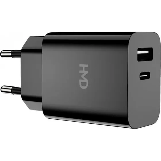 HMD Dual Port Væglader 30 W, sort
