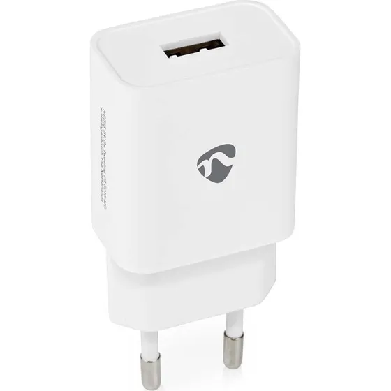 Nedis Vægoplader 12 W, 2,4 A, USB-A, Hvid, Uden Kabel