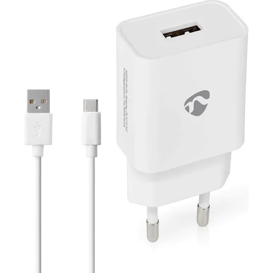 Nedis Vægoplader 12 W USB-C + USB-A, 1x 2,4 A, 1 m kabel