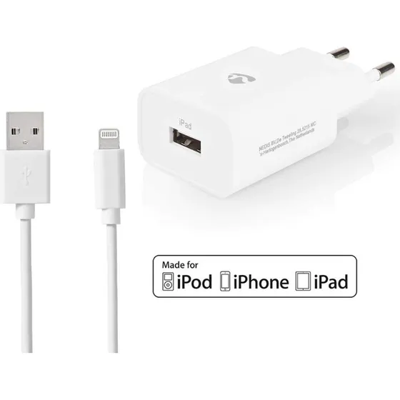 Nedis Vægoplader 12 W | USB-A | Lightning-kabel | Hvid