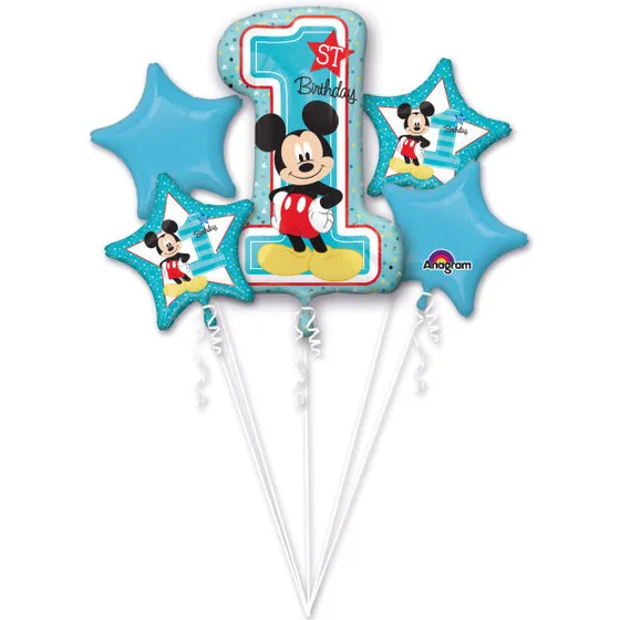 Disney Mickey Mouse 1-års blå 5-pak balloner