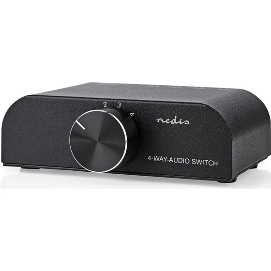 Nedis 4-vejs analog lydswitch med 3x RCA og 3.5 mm