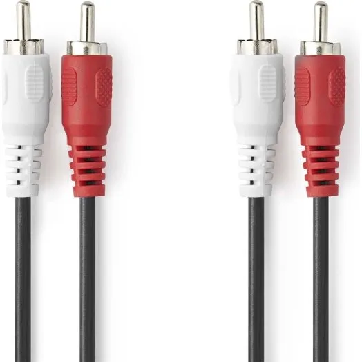 Nedis CAGL24200BK50 5 m RCA lydkabel, sort