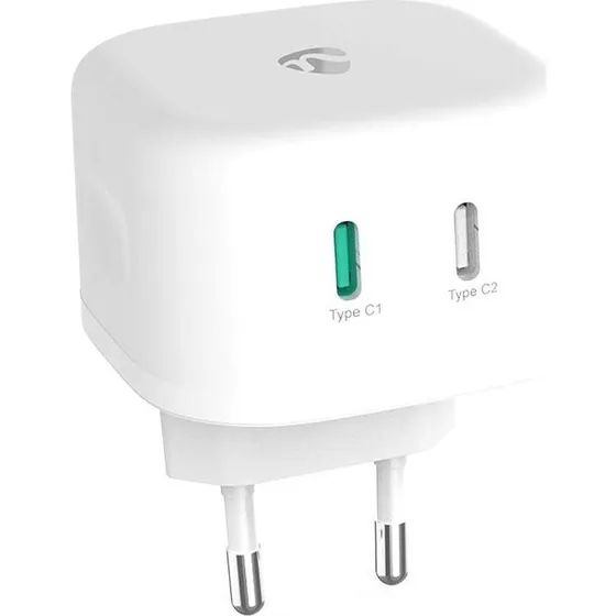 Nedis 45 W GaN USB-C Vægoplader | 2x USB-C | Hurtigoplader