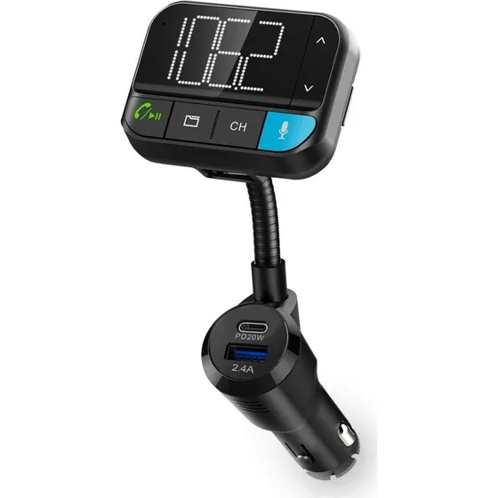 Nedis Bil FM-sender | Svanehals | Bluetooth 5.3 | PD 20W | Sort